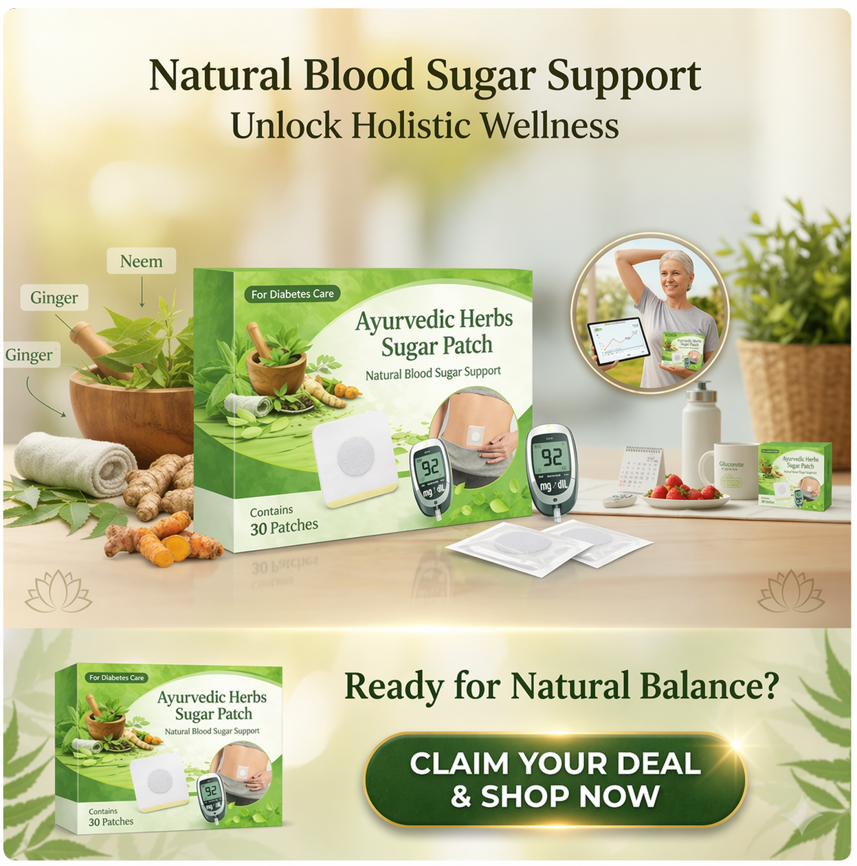 🎁EK K SAATH 1 MUFT LIMITED TIME OFFER🔥 HerbPatch™ Ayurvedic Herbs Sugar Patch (1+1) (2 BOX = 60 PATCHES)